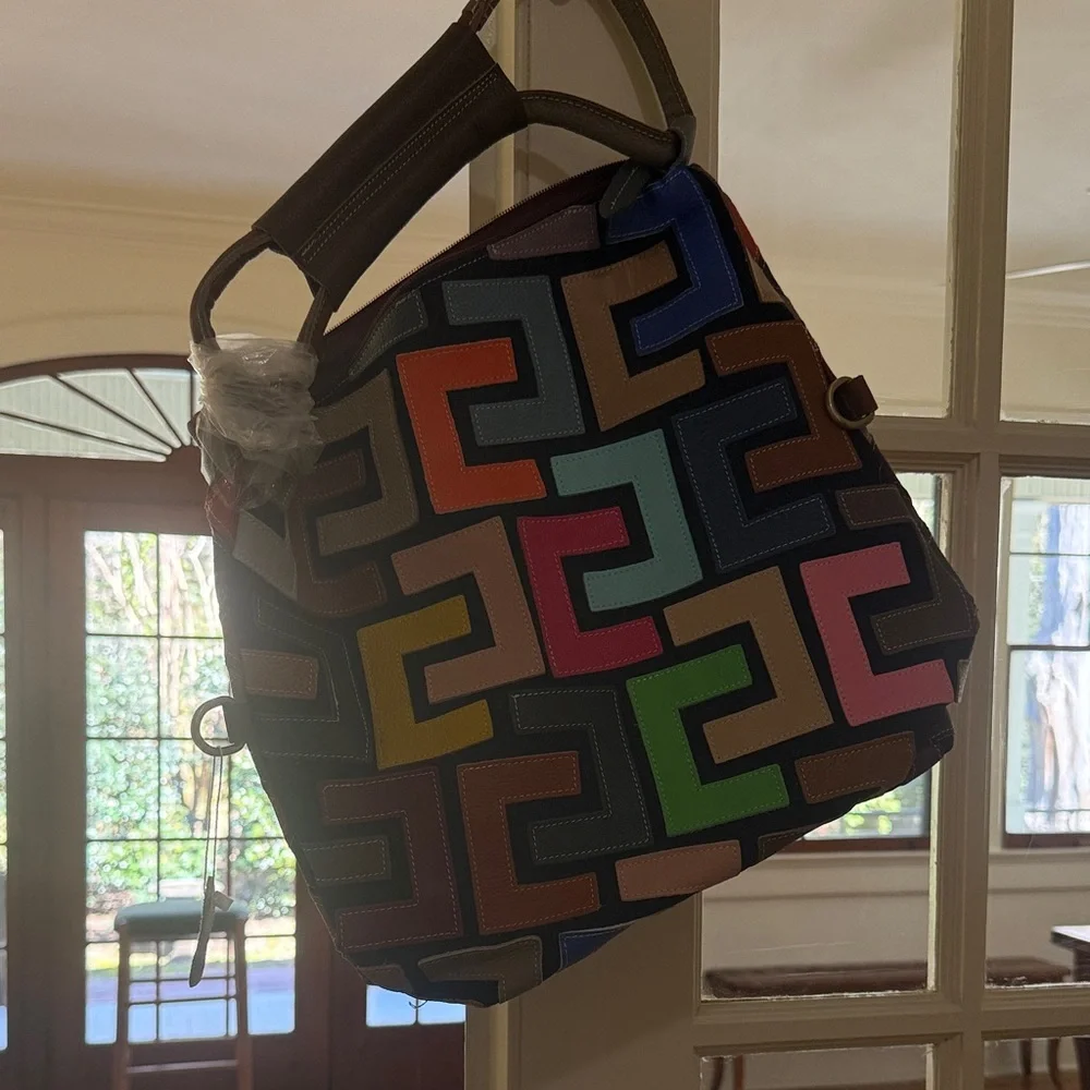 Colorful Geometric Patterned Bag - Picture 2 of 4